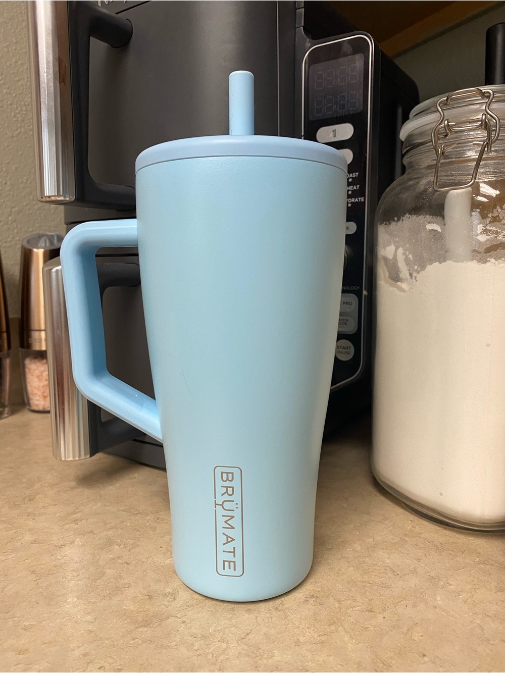 Used once. Glacier Blue Brumate 30 Oz Insulated Mug with Handle